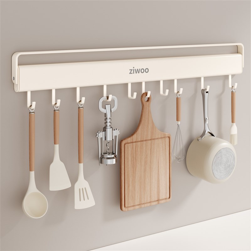 厨房挂钩免打孔支架排钩置物架铲子勺子锅铲收纳毛巾挂杆FIZNECHI