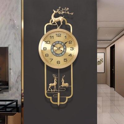 新中式黄铜挂钟客厅家用装饰钟表轻奢大气时钟现代创意挂墙摆钟表,家居饰品,挂钟,淘宝优惠券,粉丝福利购,淘宝优惠卷