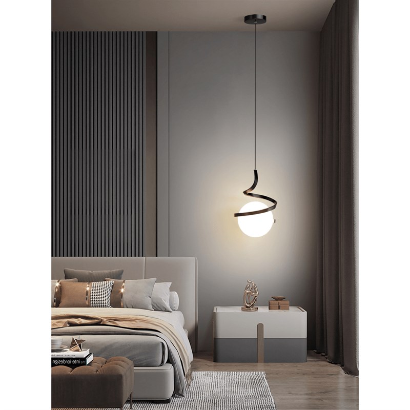 北欧卧室床c头吊灯现代简约餐厅吧台灯电视背景墙轻奢网红小吊灯