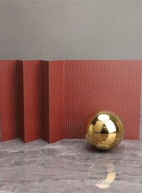 北欧金属红色多孔屏风样板房售楼部卧室H客厅书房桌面玄关饰品摆