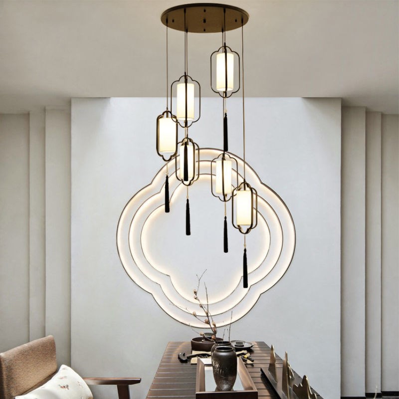 新中式吊灯客厅吊灯茶楼t古典创意个性饭店复古流苏餐厅小吊灯