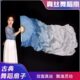 真丝舞蹈扇加长灰蓝渐变色稠扇儿童古典舞跳舞道具长绸扇跳舞扇子