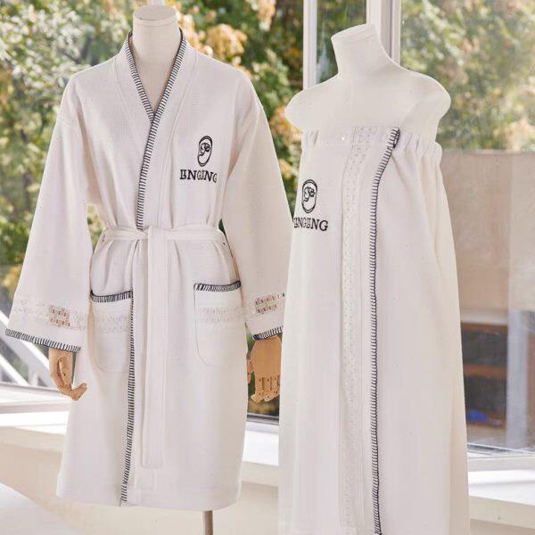 美容院睡袍浴袍按摩睡衣浴裙浴衣定制logo时尚款客人服睡裙裹胸裙