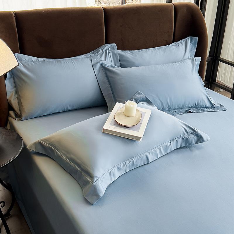 高档奢华100支长绒棉单品枕套纯棉简约单人枕芯套舒适纯色一对装