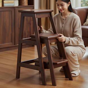 折叠梯凳三步梯二合一加厚实木梯子凳子两用登高楼梯梯椅