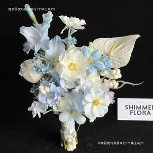 婚礼韩式 手捧手捧花新娘手捧结婚出片郁金香领证仿真花拍照道具