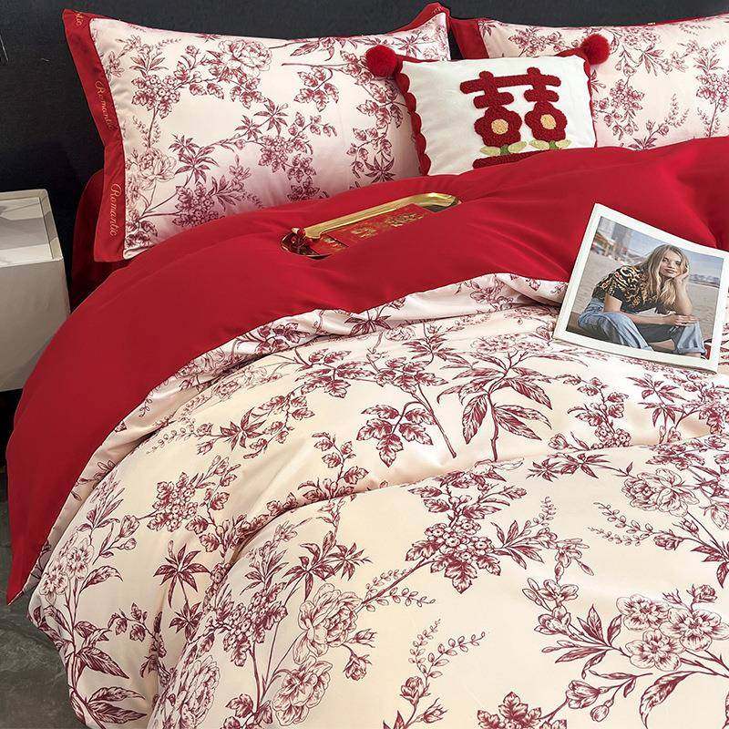红色婚庆床上四件套喜庆婚被套新婚礼床单床笠结婚嫁轻奢高端床品,鲜花速递/花卉仿真/绿植园艺,割草机/草坪机,淘宝优惠券,粉丝福利购,淘宝优惠卷