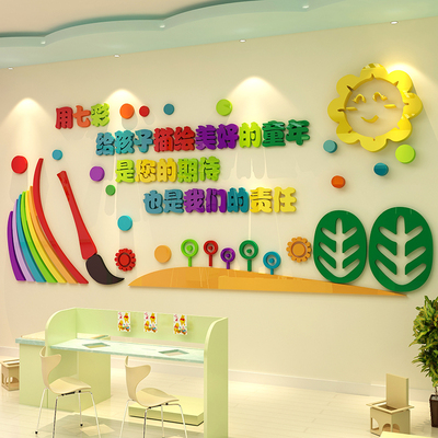 幼儿园画室墙面i装饰美术班培训机构布置文化墙教室背景墙环创主