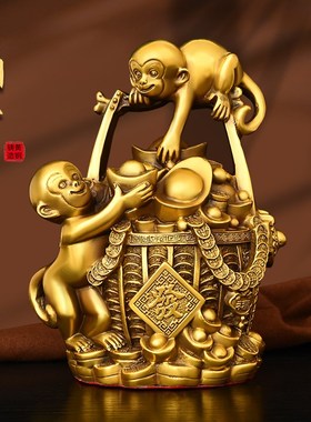 铜一桶金猴子摆件生肖r猴存钱罐家居装饰客厅书房办公室店铺礼品