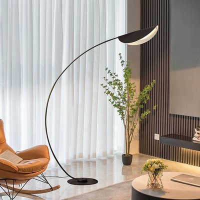 现代简约荷叶钓鱼灯客厅沙发旁边高级感氛围灯卧室床头立式落地灯