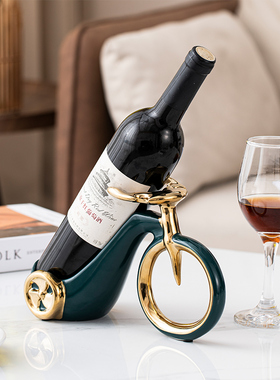 北欧创意自行h车红酒架客厅玄关酒柜软装饰品轻奢高档乔迁新居礼