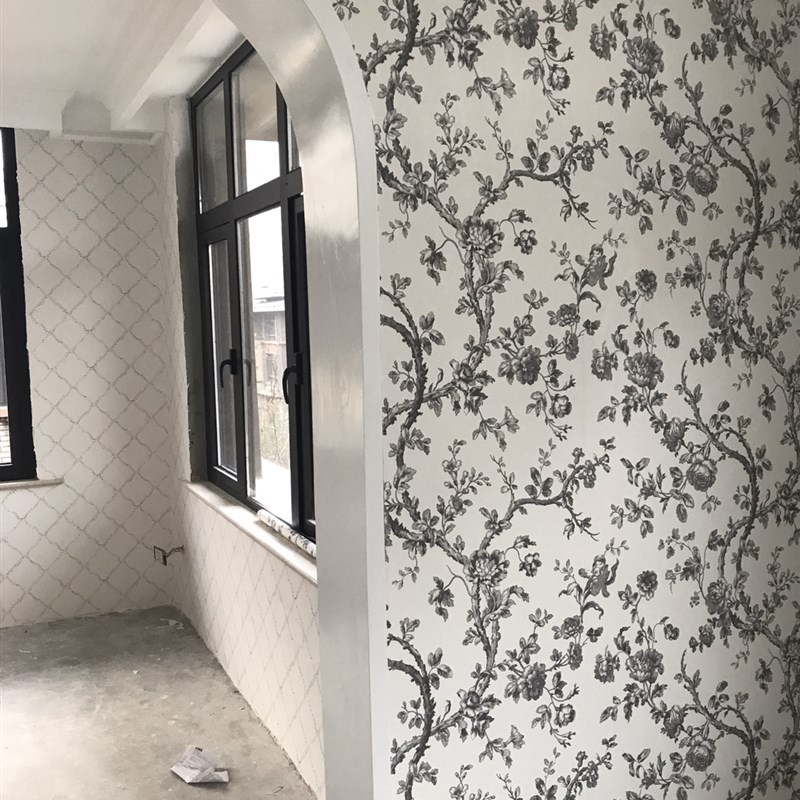 现货美国进口纯纸墙纸p个性枝蔓花鸟玄关电视沙发卧室背景墙壁纸