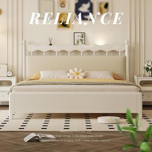 家用1米5的床高端主卧大床现代简约床榫卯结构软包床头白色实木床