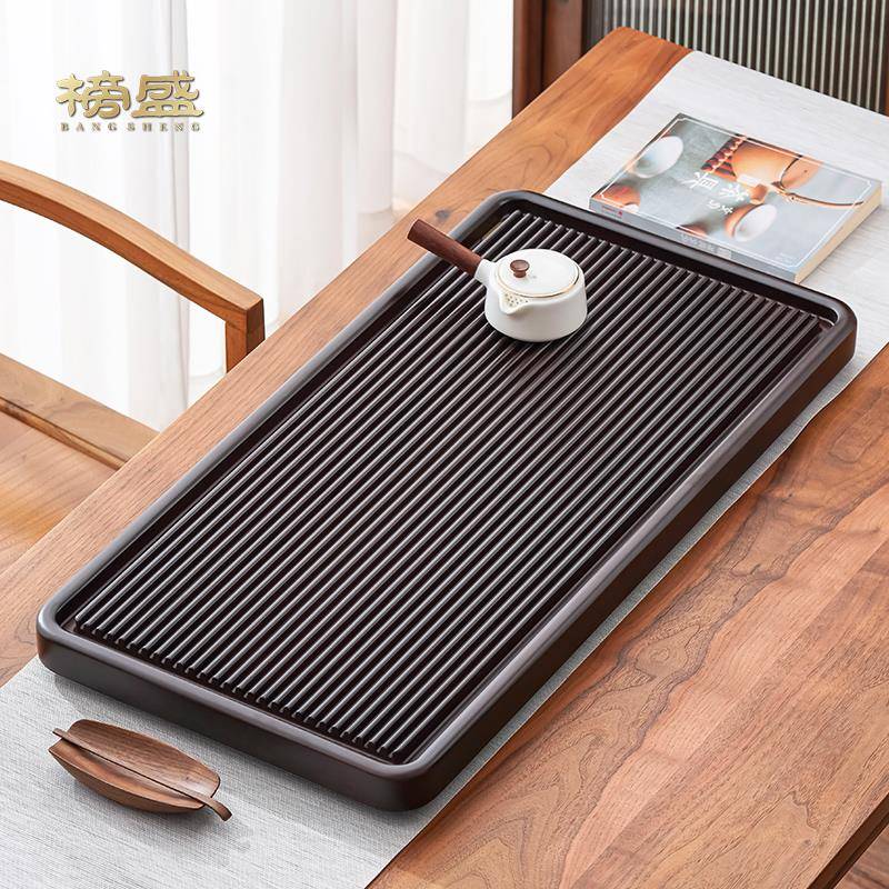 实木茶盘家用客厅整块小型排水干泡茶台办公室茶海托盘电木款