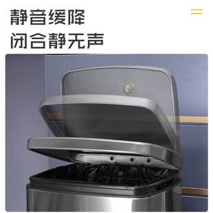 方形大容量不锈钢垃圾桶创意家用办公室厨房酒店脚踏式垃圾收纳桶