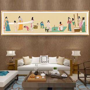 中国十大传世名画仕女捣练图 新款手工十字绣自己绣 客厅线绣人物