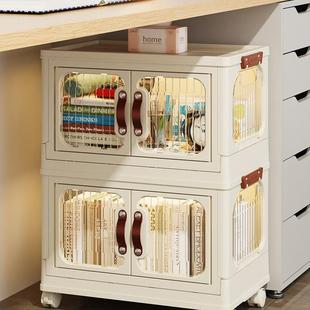 桌下书架置物架可移动儿童防尘书柜带门落地办公桌下储物收纳柜子