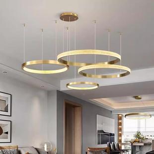 现代创意餐厅吊灯大厅灯大气意式 圆环形极简轻奢客厅吊灯中山灯具