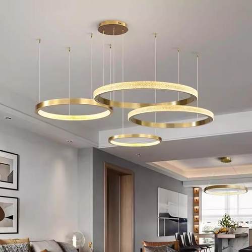 现代创意餐厅吊灯大厅灯大气意式圆环形极简轻奢客厅吊灯中山灯具