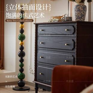 法式中古实木莱恩斯四斗柜卧室收纳储物柜床尾置物柜玄关p^