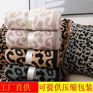 针织毛毯豹纹盖毯半边绒提花针织毯沙发毯子榻榻米床盖汽车小毛毯