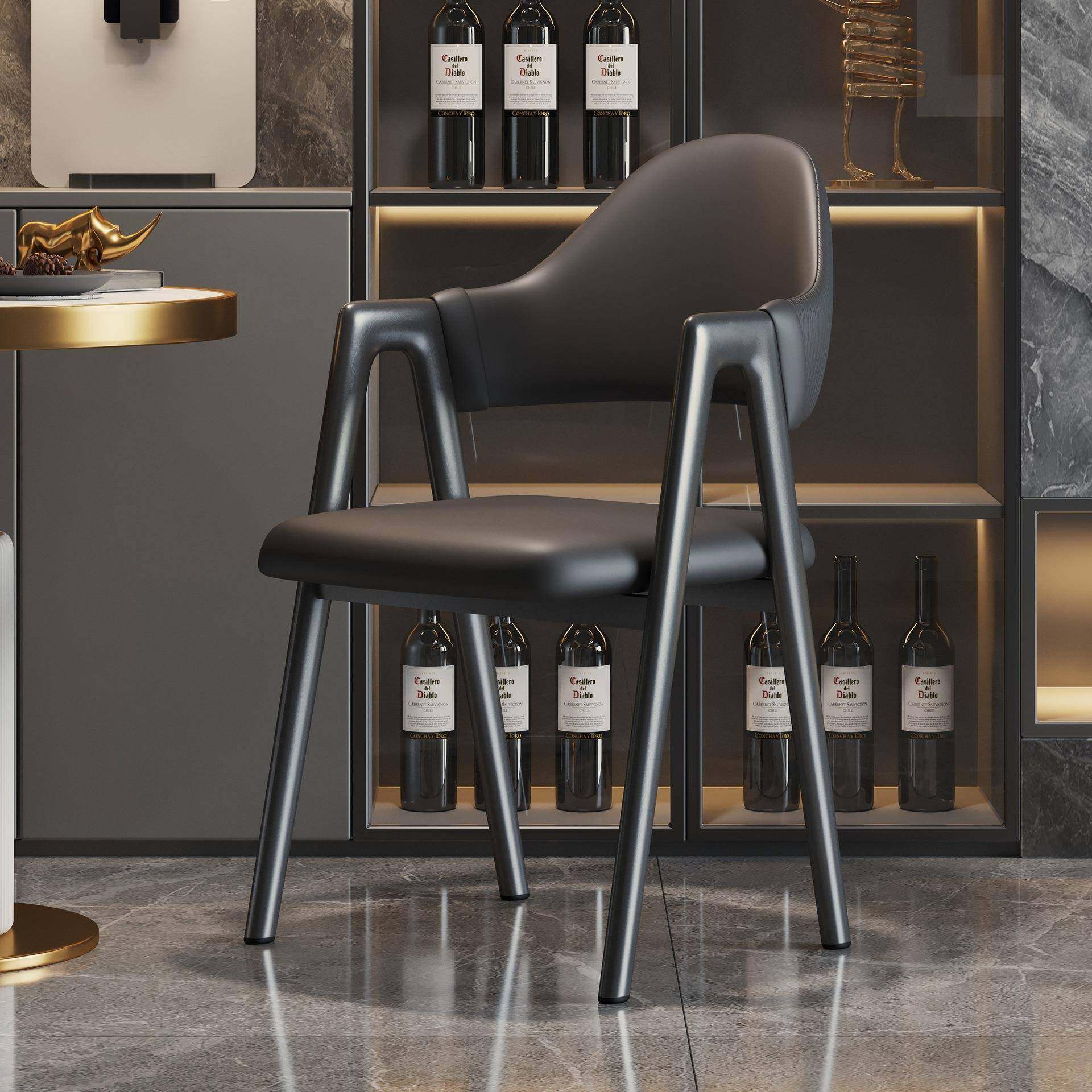 轻奢餐椅黑色家用餐厅餐桌椅子简约书房靠背凳子商用快餐店a字T&