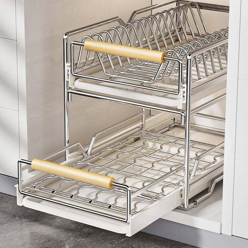 不锈钢碗碟收纳架厨房橱柜内置物架抽屉式拉篮抽拉碗架碗盘沥水架,厨房/烹饪用具,抹布架/厨房清洁收纳架,淘宝优惠券,粉丝福利购,淘宝优惠卷