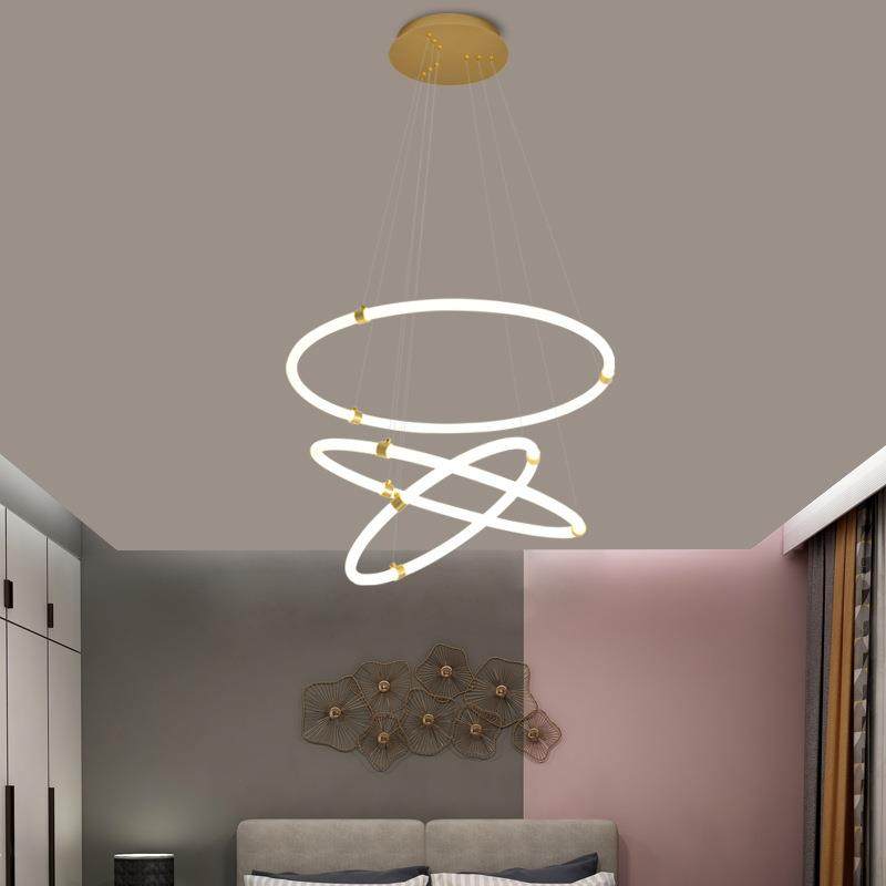 全铜餐厅吊灯现代简约大气圆环发廊灯具设计师个性创意卧室吊灯,家装灯饰光源,智能吊灯,淘宝优惠券,粉丝福利购,淘宝优惠卷