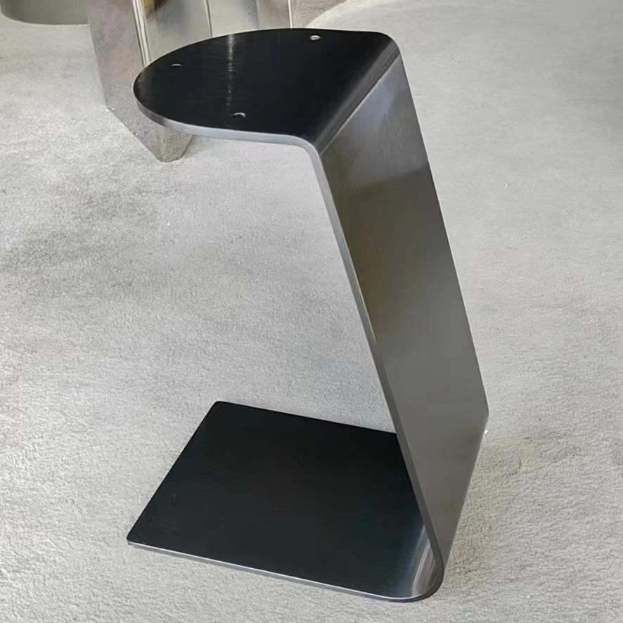 *轻奢不锈钢边几支架茶几架子底座简约现化岩板圆茶几腿角几小桌