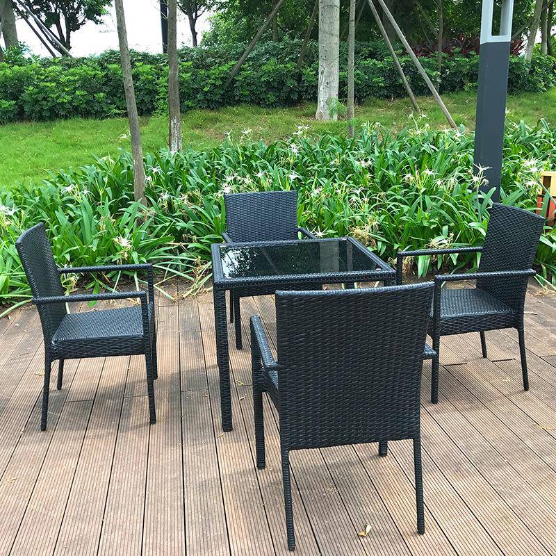 户外桌椅组合防雨防晒庭院藤编桌椅五件套阳台休闲仿藤椅子茶几