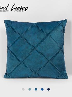 9WOR轻奢科技布沙发抱枕飘窗立体大菱格靠枕酒店样板间客厅装饰靠