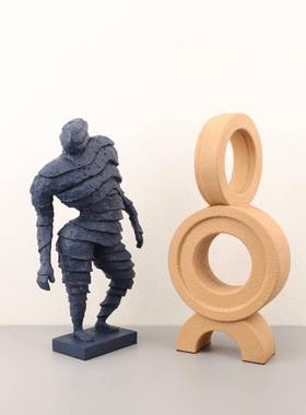 现代简约蓝色扭腰人物家居装饰品客厅茶几书房几何树脂工艺品摆件