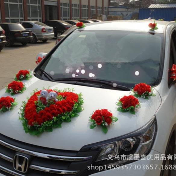 缘定今生婚车装饰套装仿真花车花手拉花婚车花装饰花厂家直销