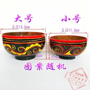 凉山彝族漆器实木饭碗食堂用大碗吃饭的碗手工漆器木碗彝族人饭碗