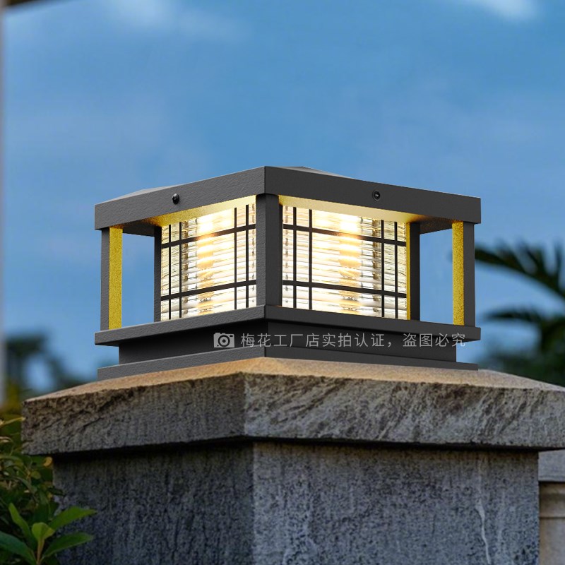 青井阁太阳能柱头灯户外防v水别墅灯围墙围栏灯大门两侧庭院柱子