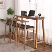 北欧全实木吧台桌橡木客厅隔断阳台吧桌樱桃木靠墙酒吧高脚长条桌