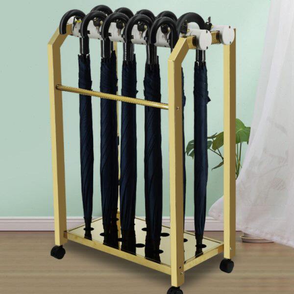 带锁雨伞收纳架沥水大容量雨伞架商用轻奢酒店大堂不锈钢置物架