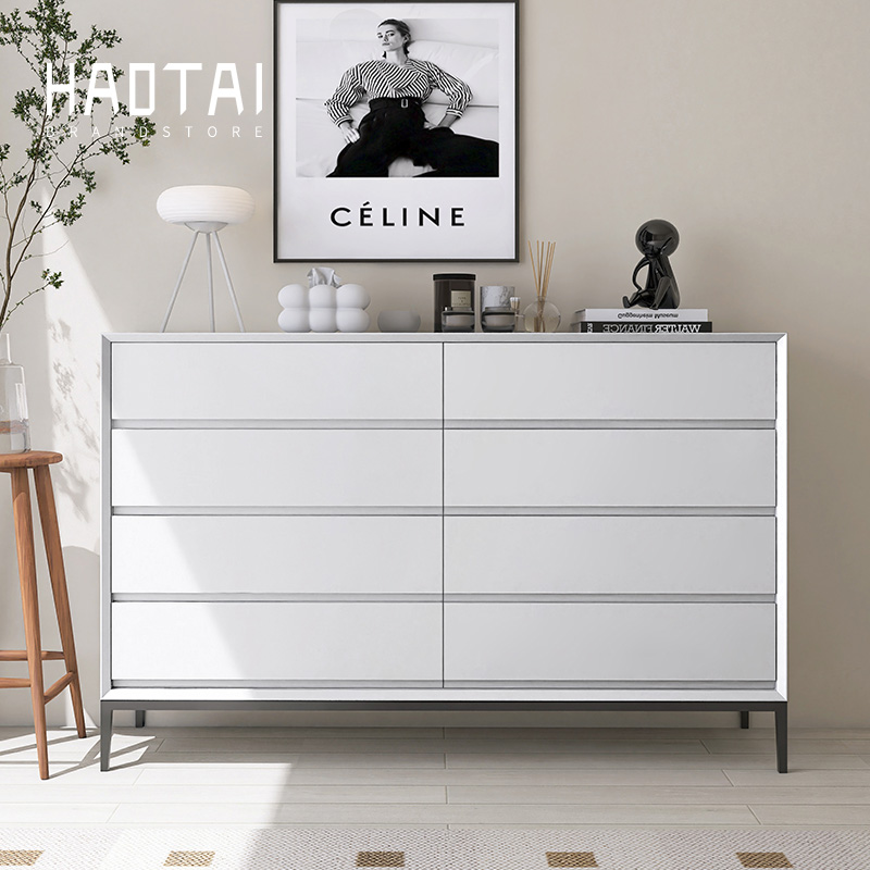 意式极简八斗柜烤漆北欧现代客厅实木G餐边柜卧室床尾抽屉收纳柜