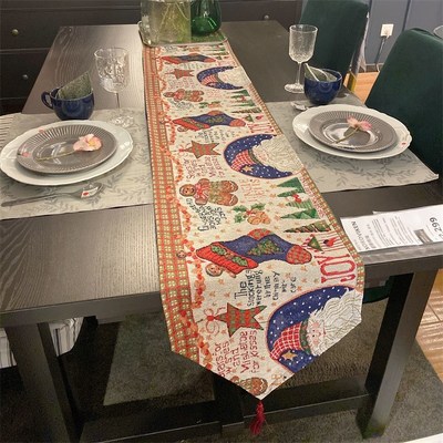 2023圣诞节桌旗桌布q长桌条圣诞茶几桌旗餐垫柜子盖布圣诞节装饰