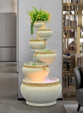 欧式喷泉家居客厅落地装饰大型招财流水I循环水摆件办公室开业礼