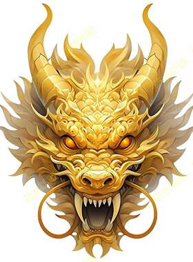 气黄金神兽大龙头车贴墙面自粘画