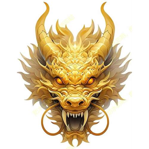 气黄金神兽大龙头车贴墙面自粘画