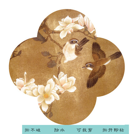 宋代美学国风花鸟图贴画中式客厅餐厅卧室贴纸自粘墙贴画P265