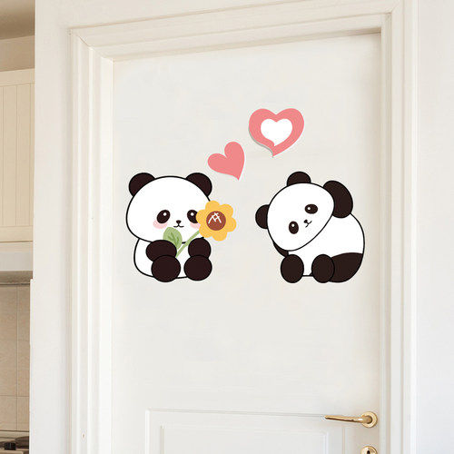 卡通可爱卧室门贴纸墙面遮丑贴画