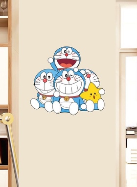 哆啦A梦柜子卡通门贴纸卧室门木板门遮丑贴纸冰箱装饰墙贴画P116