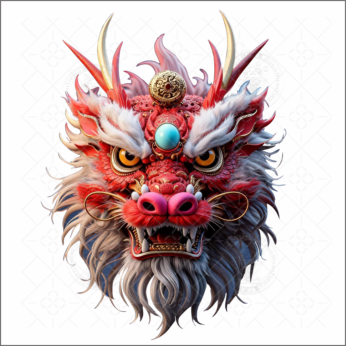 国潮中式龙纹仿3D立体自粘墙贴