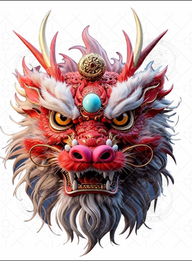 国潮中式龙纹仿3D立体自粘墙贴