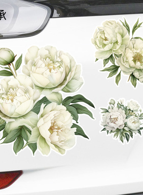 素色花朵牡丹趣味防水划痕遮挡贴机车门窗玻璃装饰汽车贴纸P105