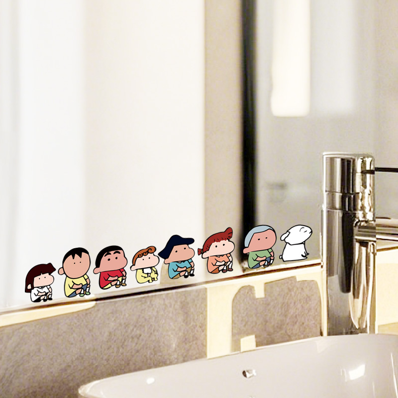 蜡笔小新卫生间镜子贴纸装饰图案