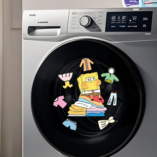 海绵宝宝滚筒洗衣机贴纸外壳遮丑卡通动漫厨房瓷砖自粘贴画P213